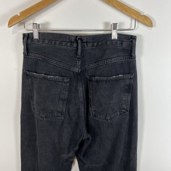 AGOLDE 90s Mid Rise Loose Sz 24 Smokestack Black Women’s Jeans Grunge Distressed - Picture 7 of 10
